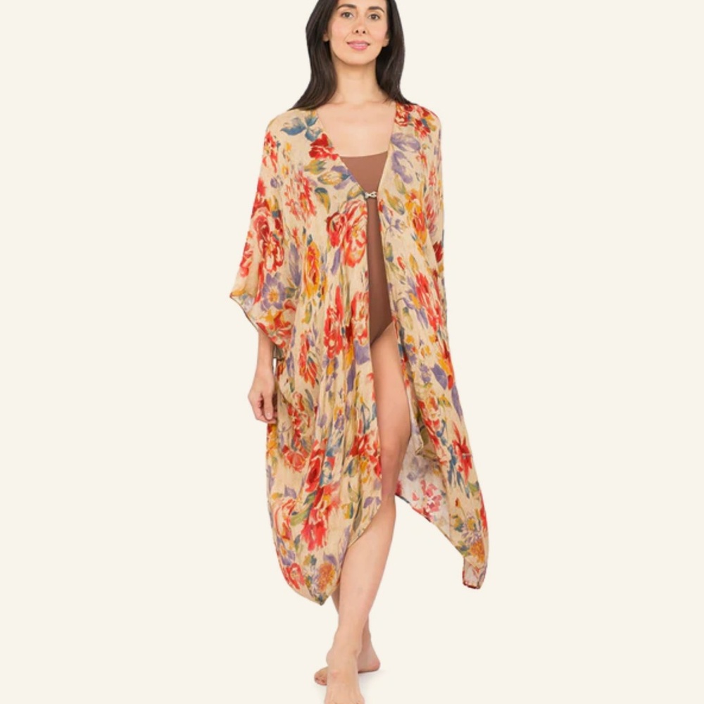 NIB 🔥Patricia Nash Floral Swim Coverup - Red and Cream.